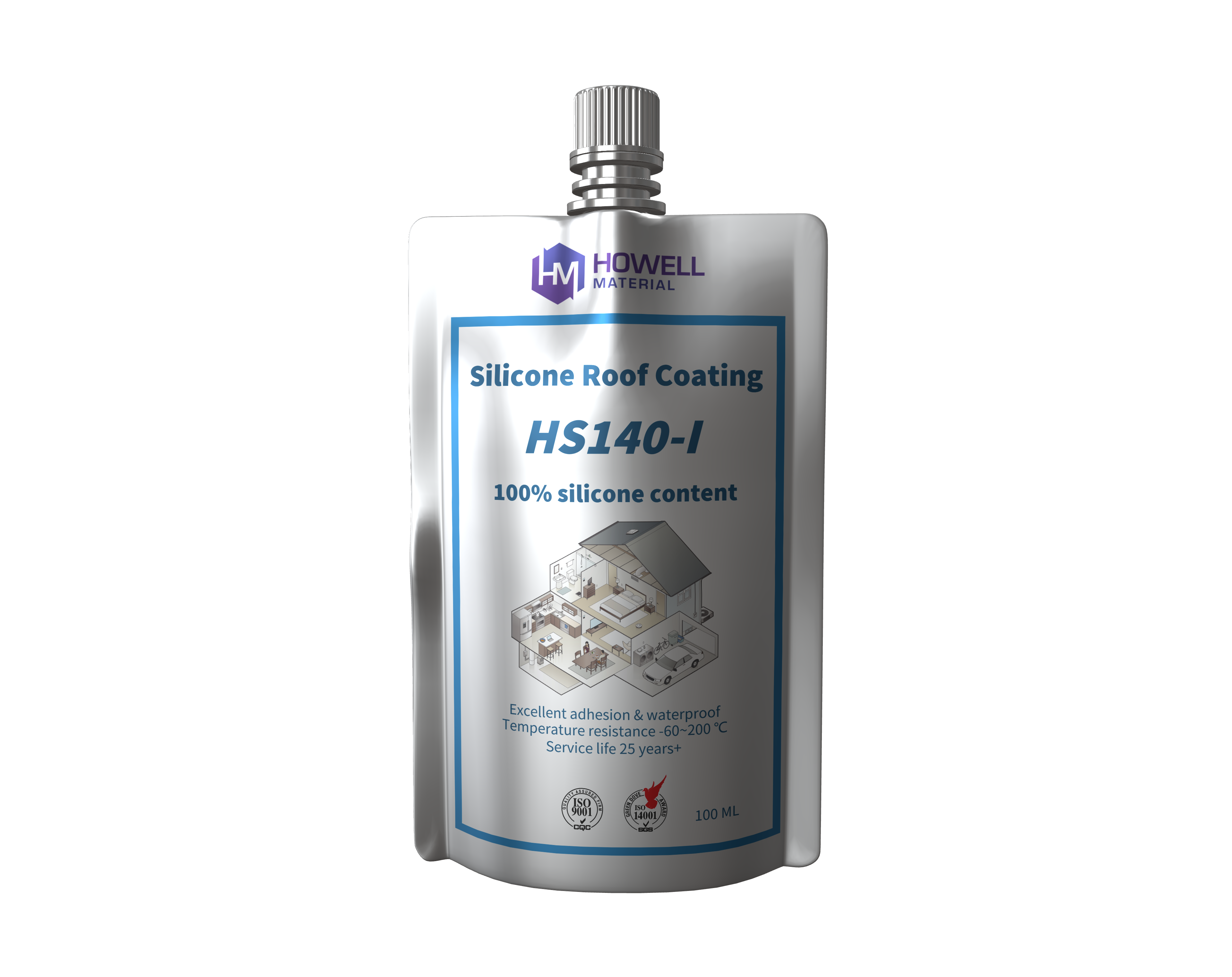 HS140-I究極の100％シリコン屋根コーティング：防水性、耐久性、環境に優しい池の水害に対する保護